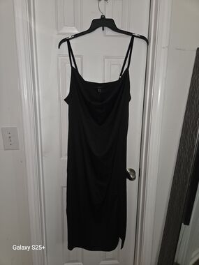 Forever 21 Black Cowl Neck Slip Midi Dress